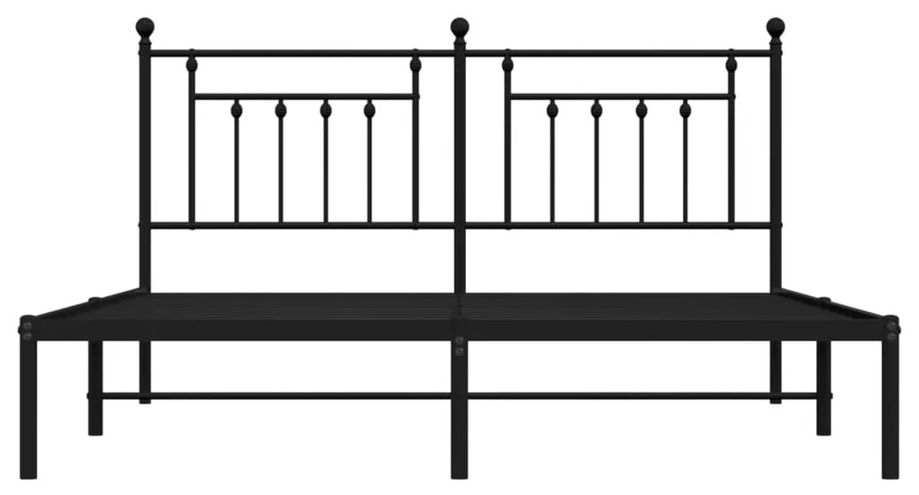 vidaXL Πλαίσιο Κρεβατιού με Κεφαλάρι Μαύρο 160 x 200 εκ. Μεταλλικό