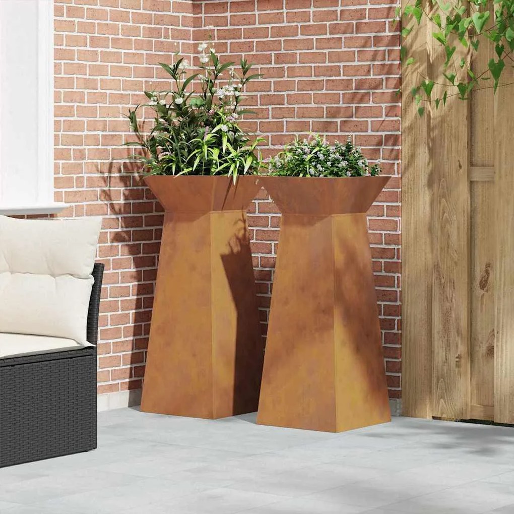 vidaXL Γλάστρα Πυλώνας 2 pcs Ασημί 40 x 40 x 100 cm Ατσάλι