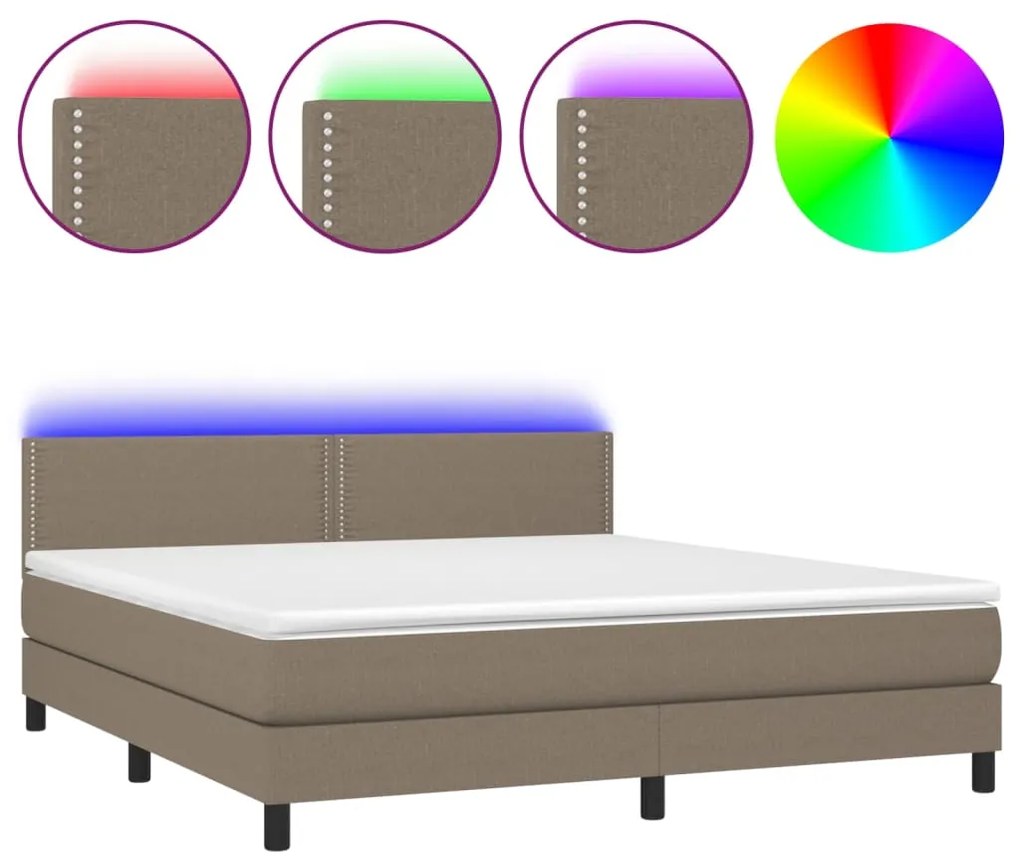 ΚΡΕΒΑΤΙ BOXSPRING ΜΕ ΣΤΡΩΜΑ &amp; LED TAUPE 160X200 ΕΚ. ΥΦΑΣΜΑΤΙΝΟ 3133089