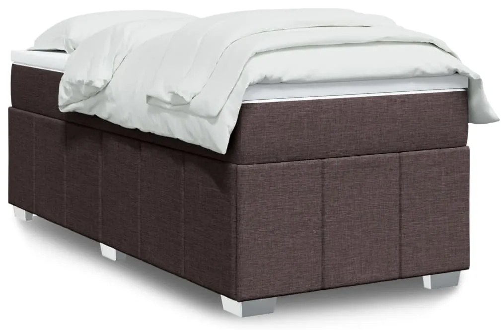 vidaXL Κρεβάτι Boxspring με Στρώμα Σκούρο Καφέ 100x200 εκ. Υφασμάτινο