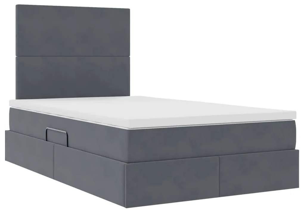 vidaXL Κρεβάτι με αποθηκευτικό χώρο και LED Σκούρο Γκρι 120 x 190 cm