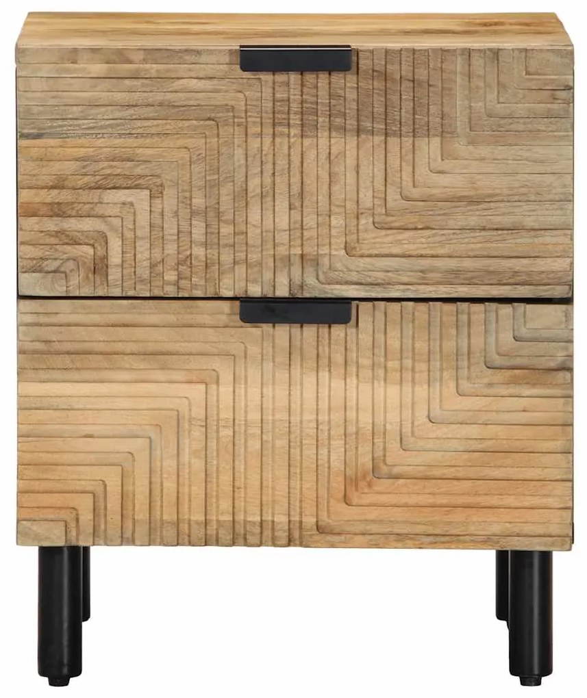 Κομοδίνα 2 τεμάχια καφέ 40x33x46 cm από μασίφ ξύλο Mango - Καφέ