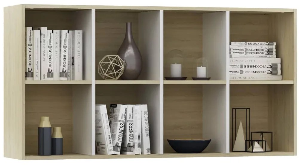 vidaXL Ραφιέρα/Βιβλιοθήκη Λευκή/Sonoma 66x30x130 εκ. από Μοριοσανίδα