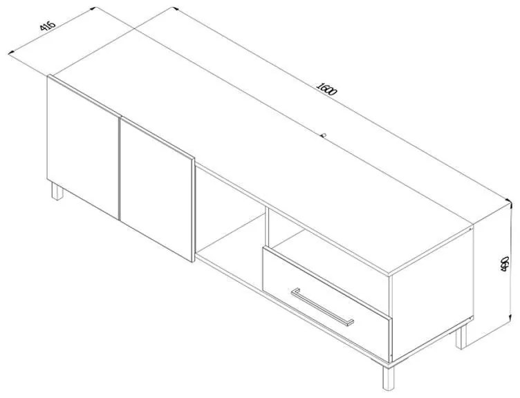 Έπιπλο Τηλεόρασης Coimbra 160 Artisan Oak - Μαύρο 160x41x50 εκ. 160x41x50 εκ.