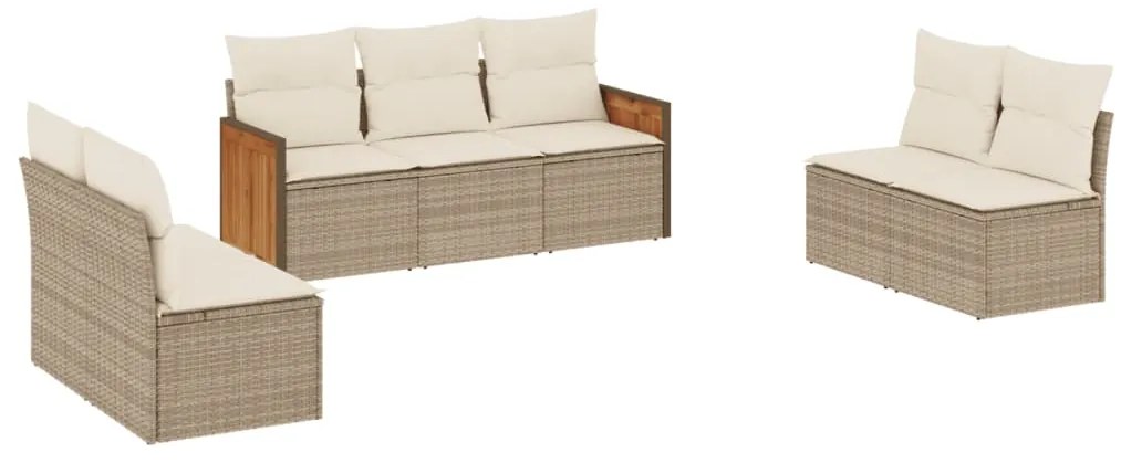 vidaXL Σαλόνι Κήπου Σετ 7 τεμ. Μπεζ Συνθετικό Ρατάν με Μαξιλάρια