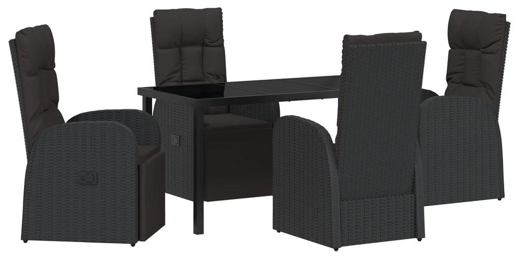 vidaXL Ανακλινόμενες Καρέκλες Κήπου 5 pcs Μαύρο 140 x 70 x 73 cm