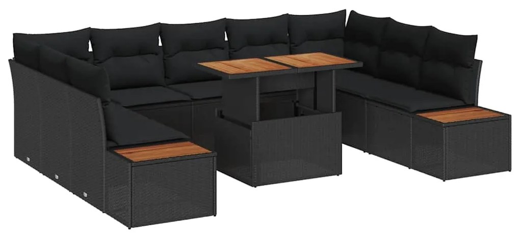 vidaXL Σέτ φαγητού για κήπο 10 pcs Μαύρο, Καφέ 100 x 55 x 73 εκ