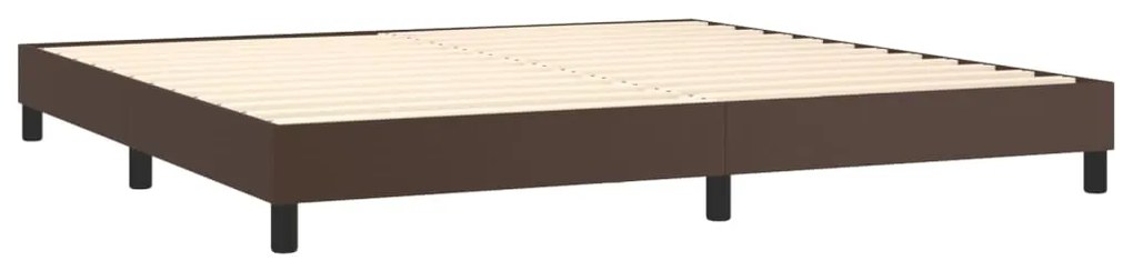 Κρεβάτι Boxspring με Στρώμα Καφέ 200x200 εκ. Συνθετικό Δέρμα - Καφέ