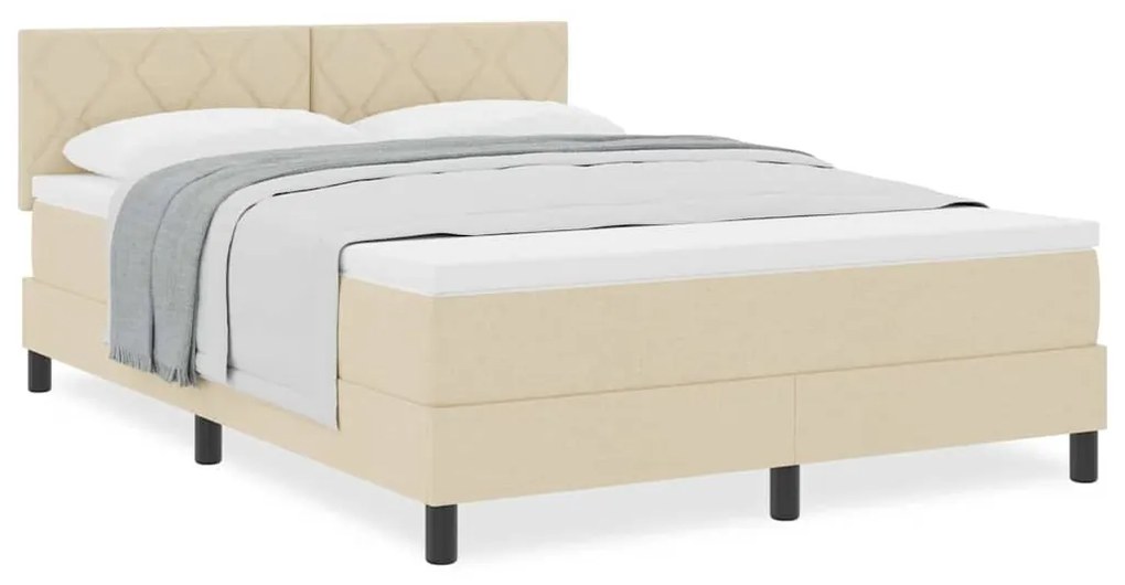 vidaXL Κρεβάτι box spring με στρώμα με στρώμα Κρεμ 160 x 200 cm ύφασμα