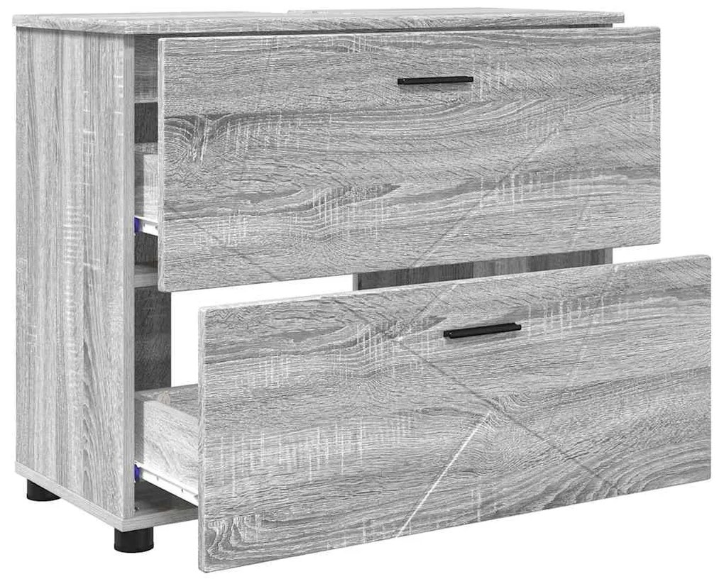 vidaXL Σετ Επίπλων Μπάνιου με ράφι 3 pcs Γκρι sonoma 76,5 x 35 x 64 εκ