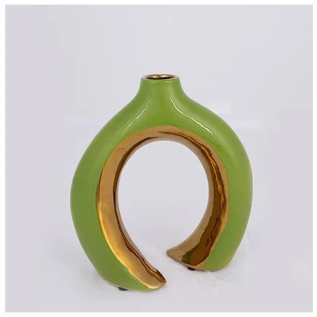 Βάζο Κεραμικό Πράσινο-Χρυσό 16.5x7.2x18.5cm 752-20178 Estheti-752-20178-Πράσινο 752-20178