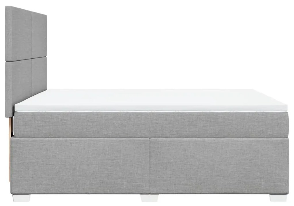 Κρεβάτι Boxspring με Στρώμα Ανοιχτό Γκρι 140x190 εκ. Υφασμάτινο - Γκρι