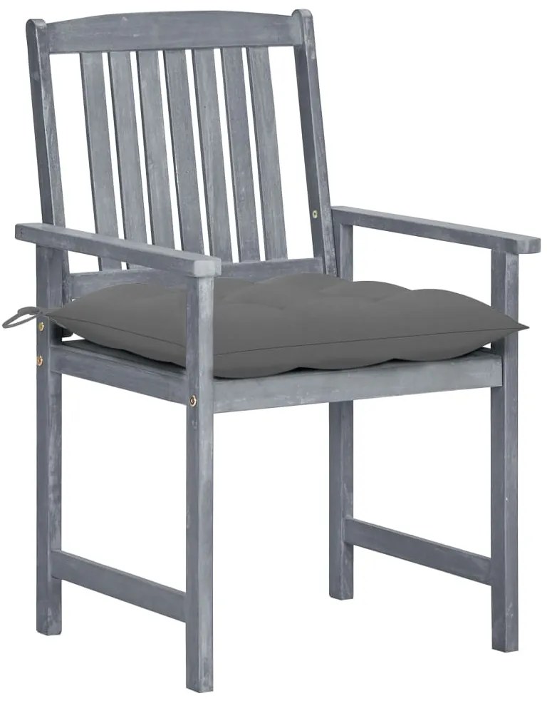 vidaXL Καρέκλες Κήπου 8 τεμ. Γκρι από Μασίφ Ξύλο Ακακίας με Μαξιλάρια