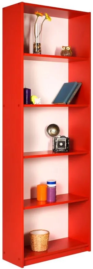 Max Βιβλιοθηκη Με 5 Ραφια  χρώμα Κόκκινο 58x23x170 εκ.