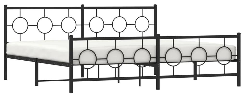 Πλαίσιο Κρεβατιού με Κεφαλάρι&amp;Ποδαρικό Μαύρο 193x20 εκ. Μέταλλο - Μαύρο