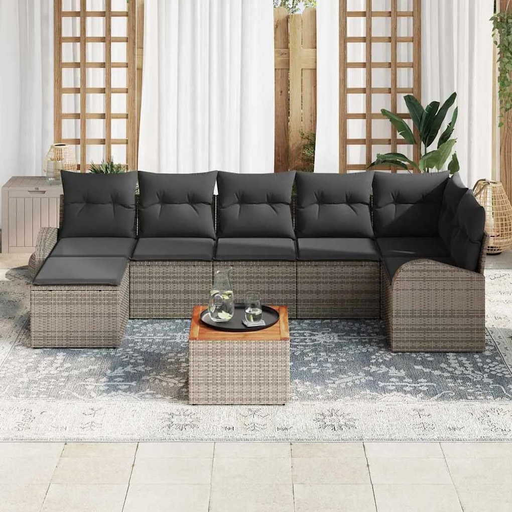 vidaXL Σετ Καναπέ Κήπου 8 pcs Γκρι Πολυ ράταν