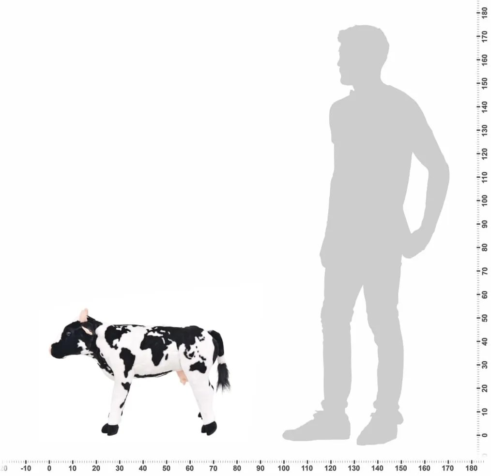 Παιχνίδι Αγελάδα σε Όρθια Στάση Ασπρόμαυρο XXL Λούτρινο     - Μαύρο