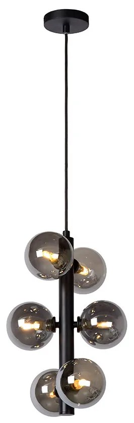 Φωτιστικό Κρεμαστό Lucide 45474-06-30 TYCHO Μαύρο Ματ (Black Mat)|Φυμέ (Smoke)
