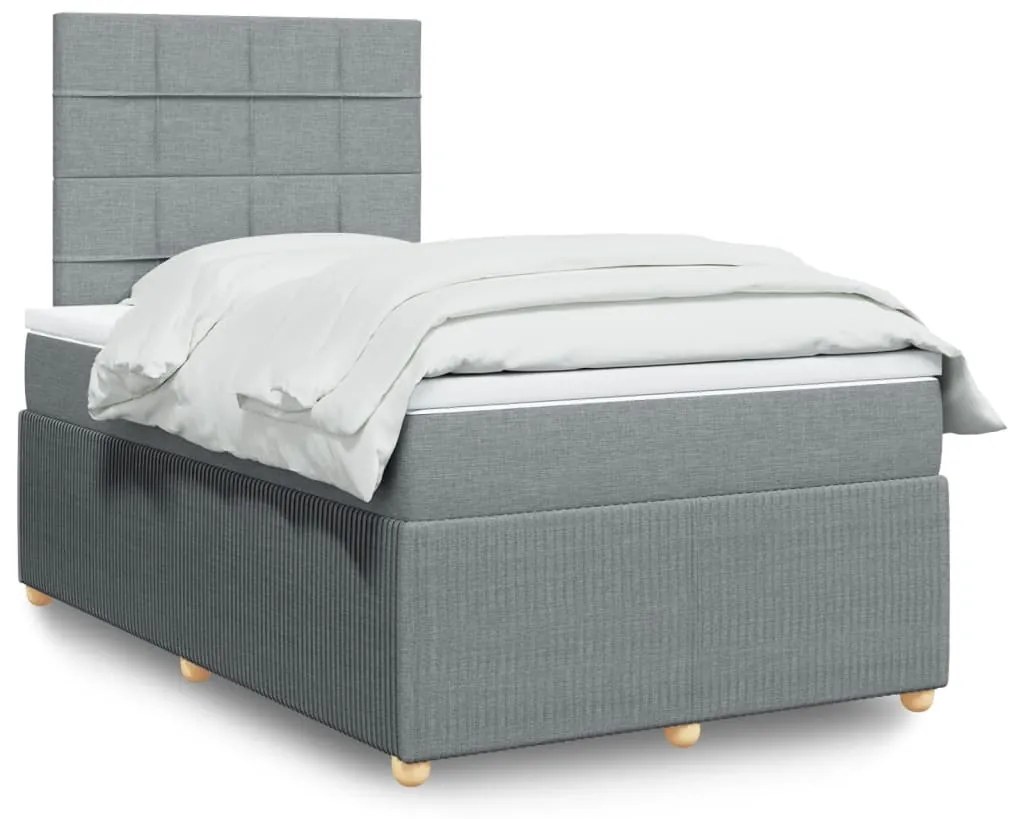 vidaXL Κρεβάτι Boxspring με Στρώμα Ανοιχτό Γκρι 120x200 εκ. Υφασμάτινο