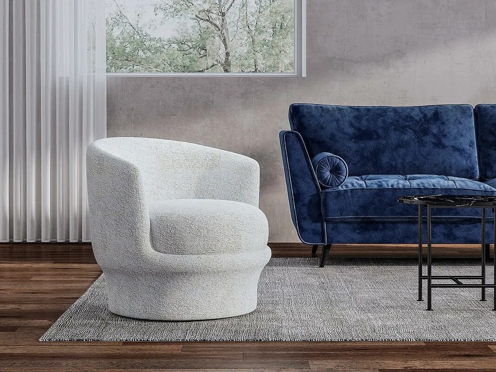Πολυθρόνα Riverton 667, Άσπρο, 70x74x75cm, Ταπισερί, Πόδια: Πλαστική ύλη