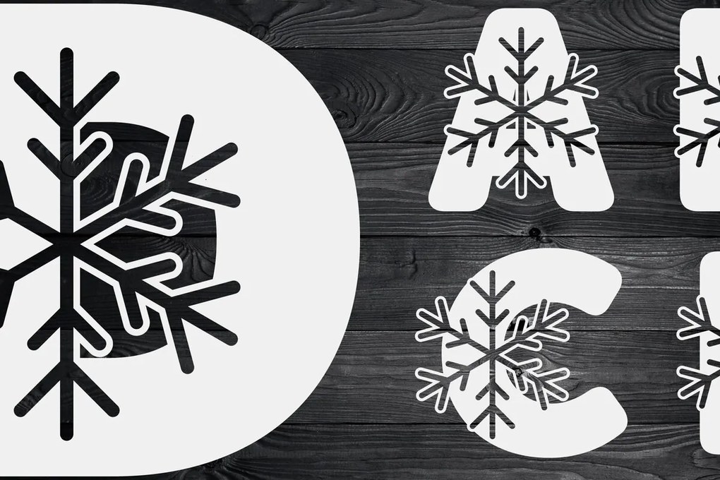 Σετ των 2 Intra απο ξύλο plywood 3mm-4mm πάχος Χριστουγεννιάτικο αλφάβητο Snowflake γράμματα Δίασταση 15x15 cm INTRAFABR-50283895