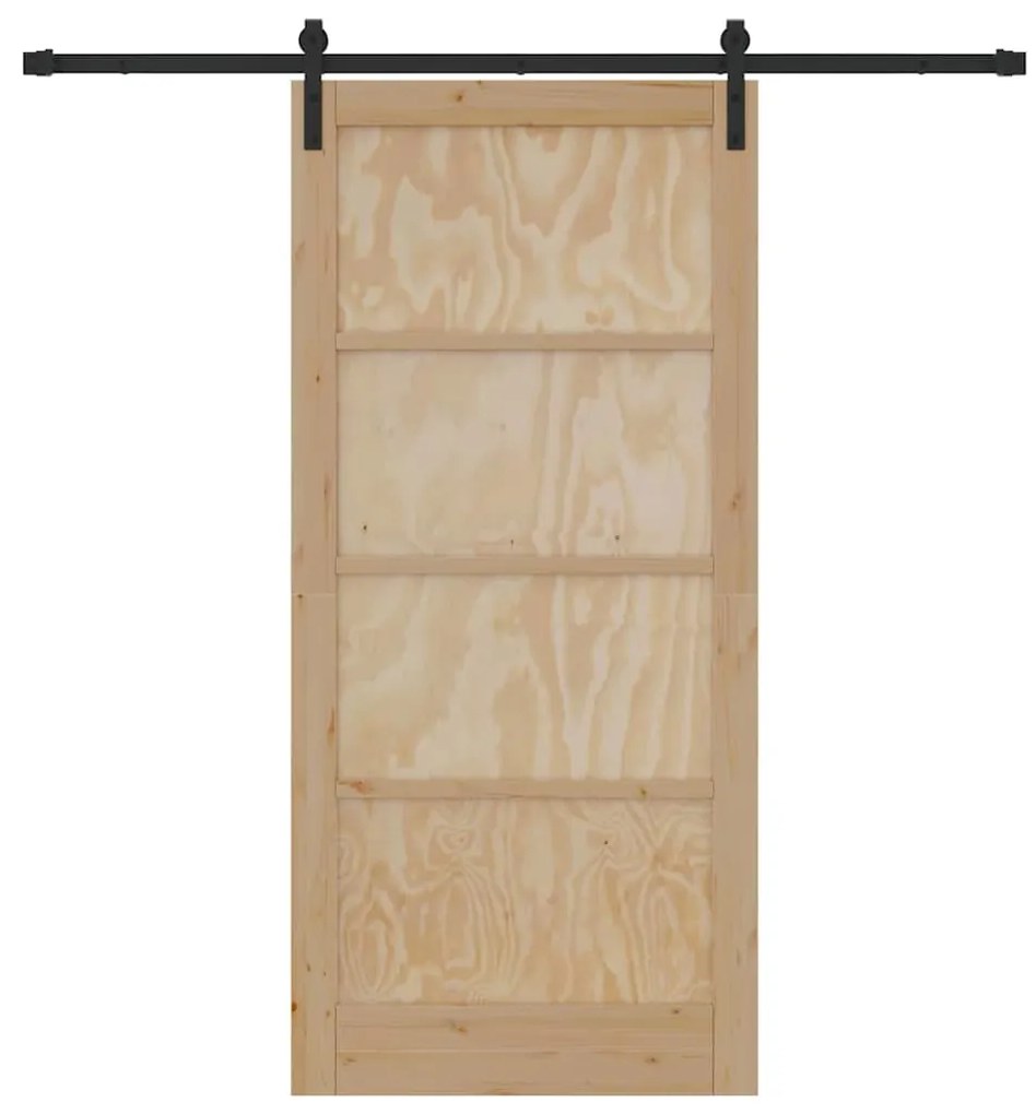 vidaXL Συρόμενη Πόρτα Φυσικό και μαύρο 93 x 202 cm