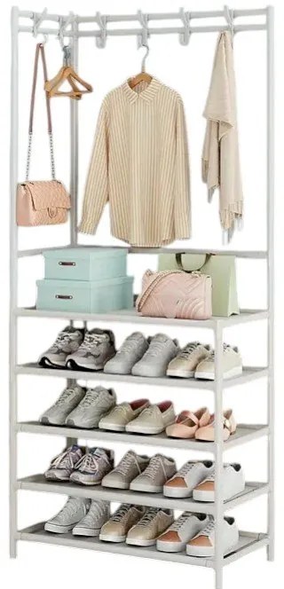 Κρεμάστρα Δαπέδου με Ράφια Παπουτσιών Λευκό