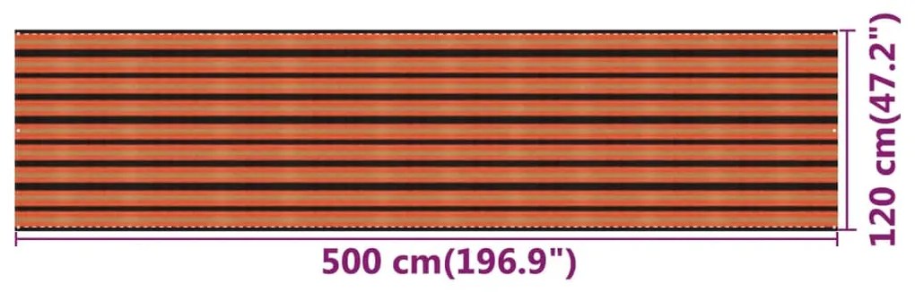 Διαχωριστικό Βεράντας Πολύχρωμο 120 x 500 εκ. από HDPE - Πολύχρωμο