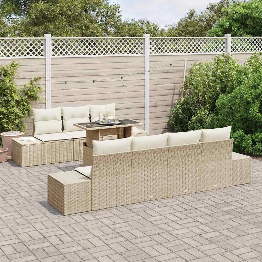 vidaXL Σετ Καναπέ Κήπου 8 pcs μπεζ και κρεμ 100 x 55 x 73 εκ.