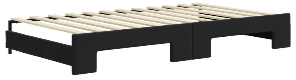 vidaXL Καναπές Κρεβάτι Συρόμενος Μαύρο 100x200 εκ. Βελούδινος Συρτάρια