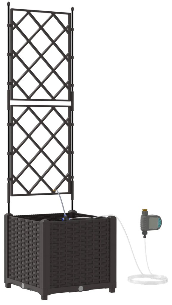 vidaXL Γλάστρες Κήπου 1 τεμ Καφασωτό Καφέ 40 x 40 x 142 cm Πλαστικό
