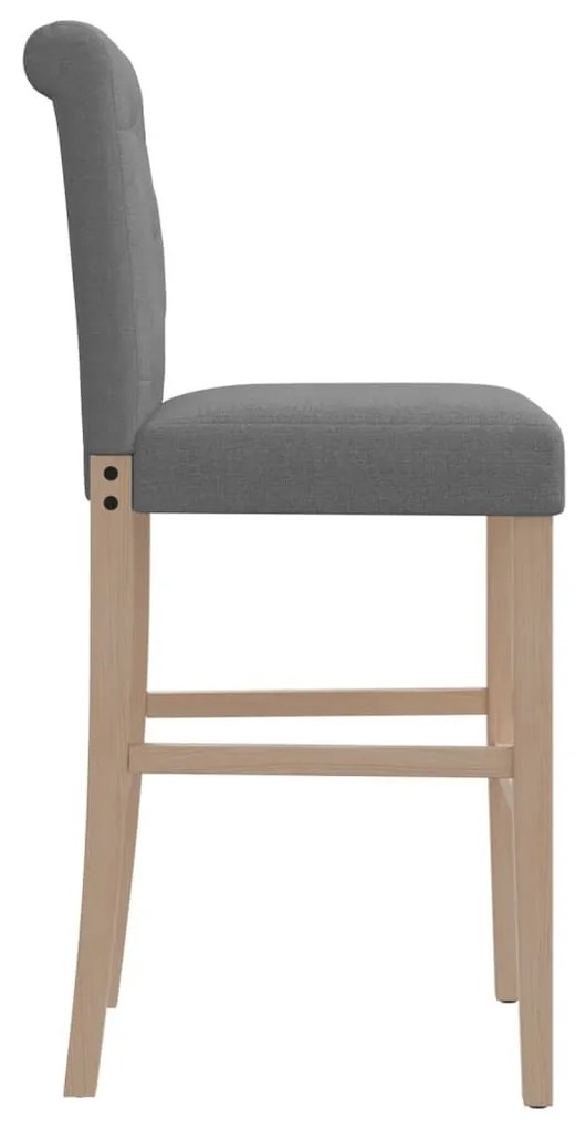 Καρέκλες Μπαρ 2 τεμ. Μασίφ Ξύλο Καουτσουκόδεντρου / Ύφασμα - Γκρι
