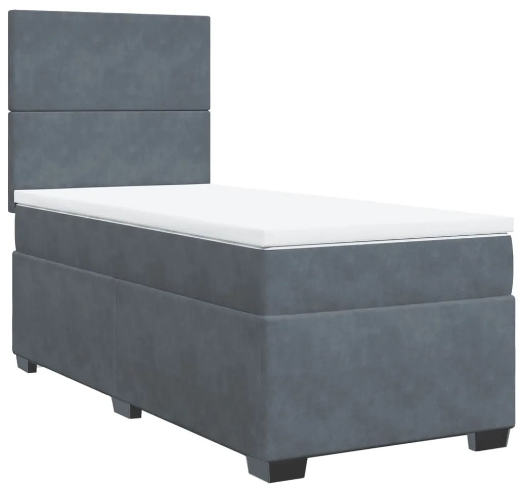 ΚΡΕΒΑΤΙ BOXSPRING ΜΕ ΣΤΡΩΜΑ ΣΚΟΥΡΟ ΓΚΡΙ 90X190 ΕΚ. ΒΕΛΟΥΔΙΝΟ 3293081