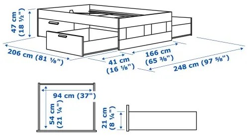 BRIMNES σκελετός κρεβατιού με αποθηκευτικό χώρο, 160x200 cm 490.187.39