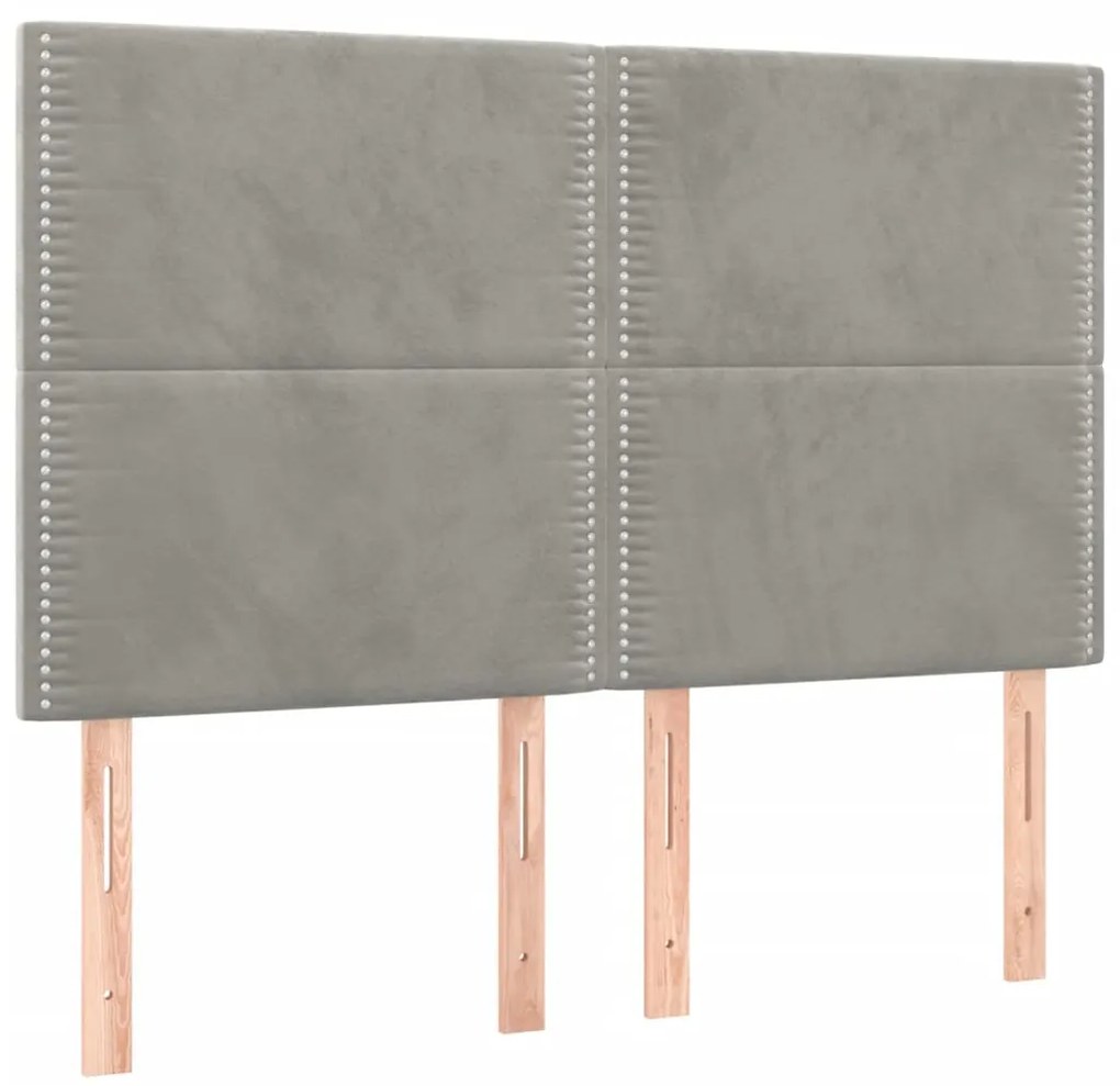 vidaXL Κρεβάτι Boxspring με Στρώμα &amp; LED Αν.Γκρι 140x200 εκ. Βελούδινο