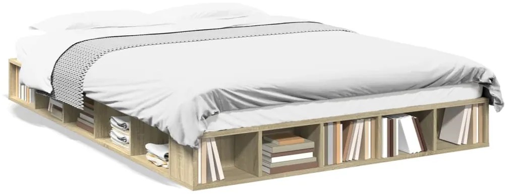vidaXL Πλαίσιο Κρεβατιού Sonoma Δρυς 150x200 εκ. Επεξεργασμένο Ξύλο
