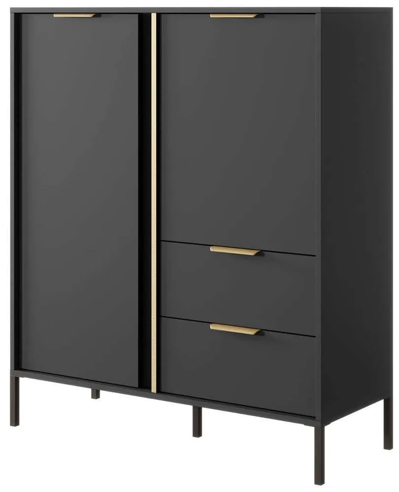 Μπουφές Larry 162604309 103,3x39,5x123,4cm Anthracite-Gold Μοριοσανίδα