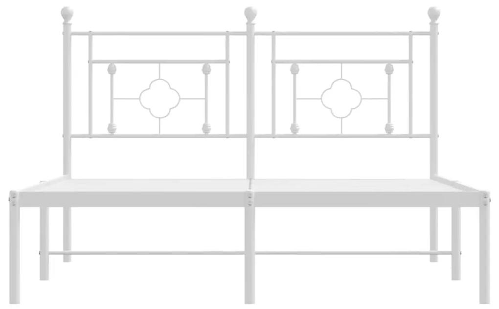 vidaXL Πλαίσιο Κρεβατιού με Κεφαλάρι Λευκό 140x190 εκ. Μεταλλικό