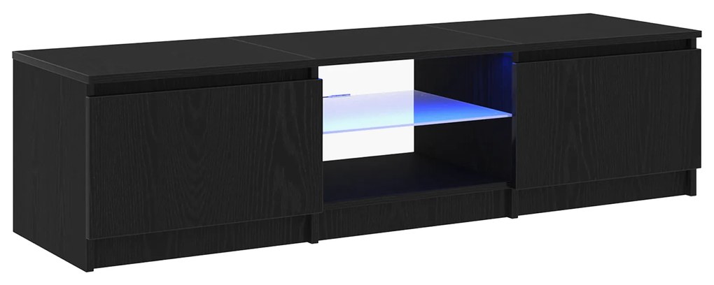 vidaXL Ντουλάπα Τηλεόρασης με Φώτα LED Μαύρο Δρύς 140x40x35,5 εκ. από επεξεργασμένο ξύλο