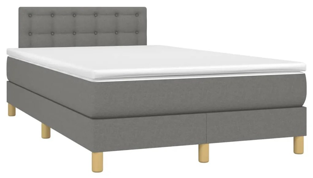 Κρεβάτι Boxspring με Στρώμα &amp; LED Σκ.Γκρι 120x200 εκ Υφασμάτινο  - Γκρι