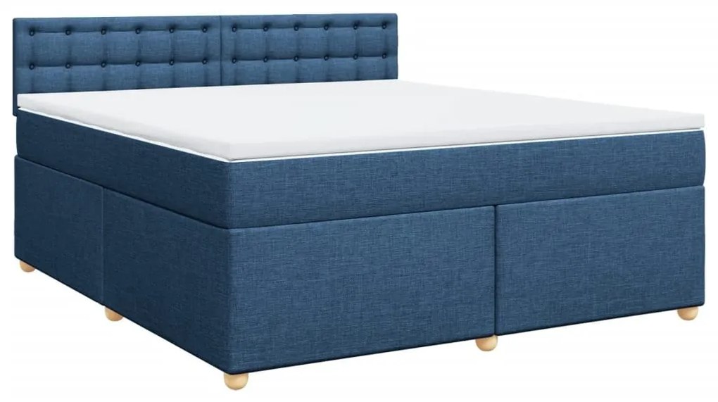 Κρεβάτι Boxspring με Στρώμα Μπλε 180x200 εκ. Υφασμάτινο - Μπλε