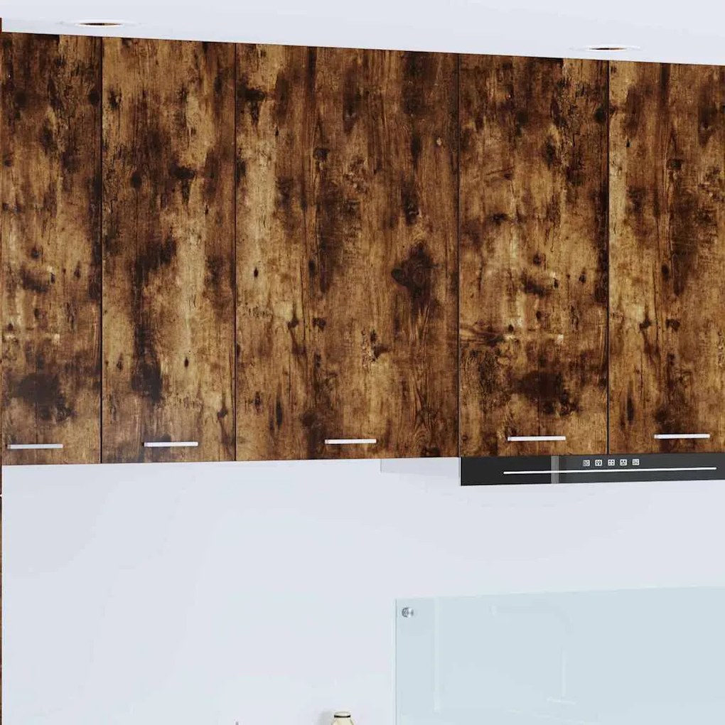 vidaXL Κρεμαστό ντουλάπι με ράφι Riga Καπνιστός Δρυς και Λευκό