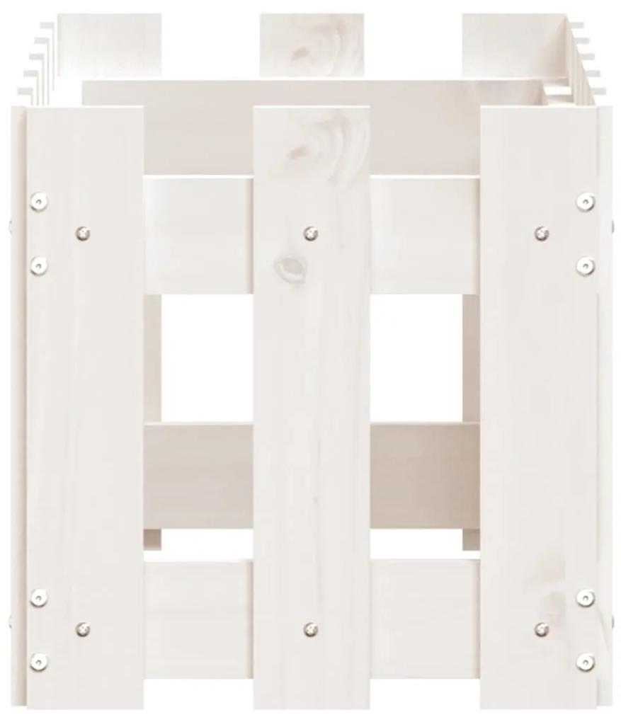 vidaXL Ζαρντινιέρα με Σχέδιο Φράχτη Λευκή 60 x 30 x 30 εκ. Μασίφ Πεύκο
