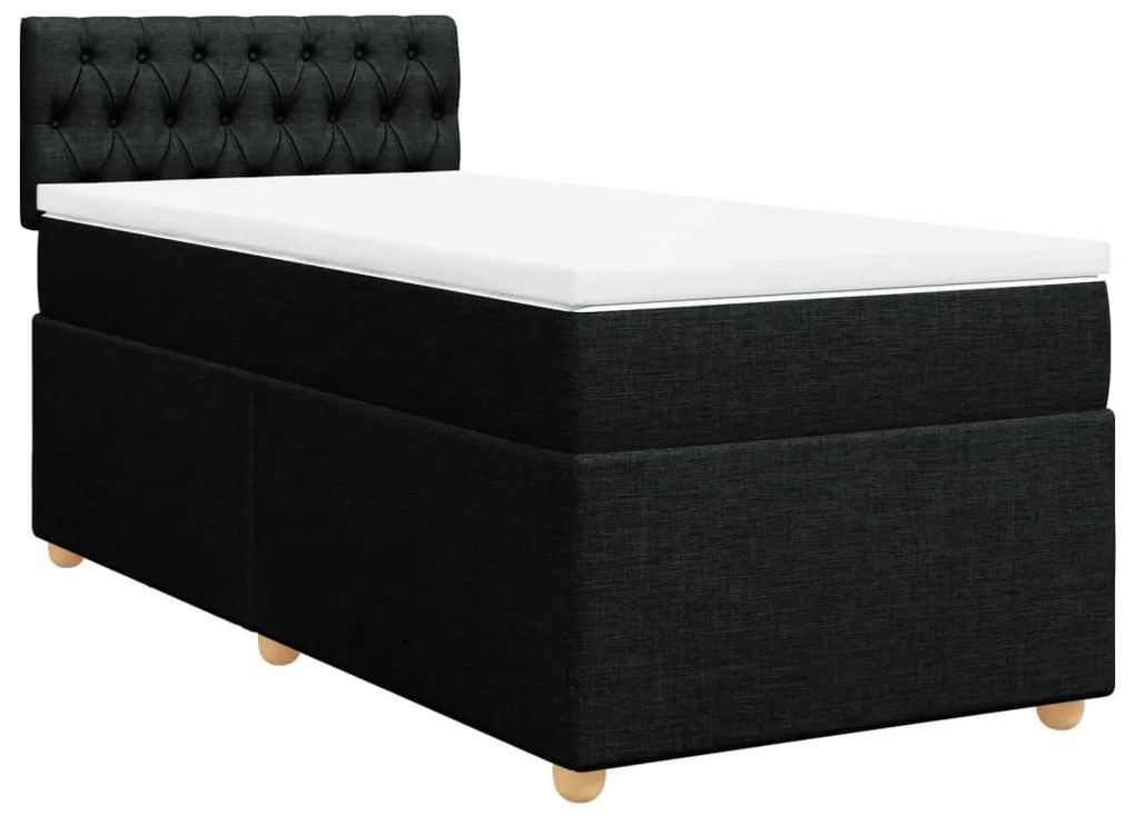 vidaXL Κρεβάτι Boxspring με Στρώμα Μαύρο 80 x 200 εκ. Υφασμάτινο