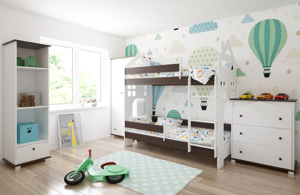 Παιδική Κουκέτα  House  White + Walnut  80x180cm  BC50028A  BabyCute (Δώρο τα Στρώματα)