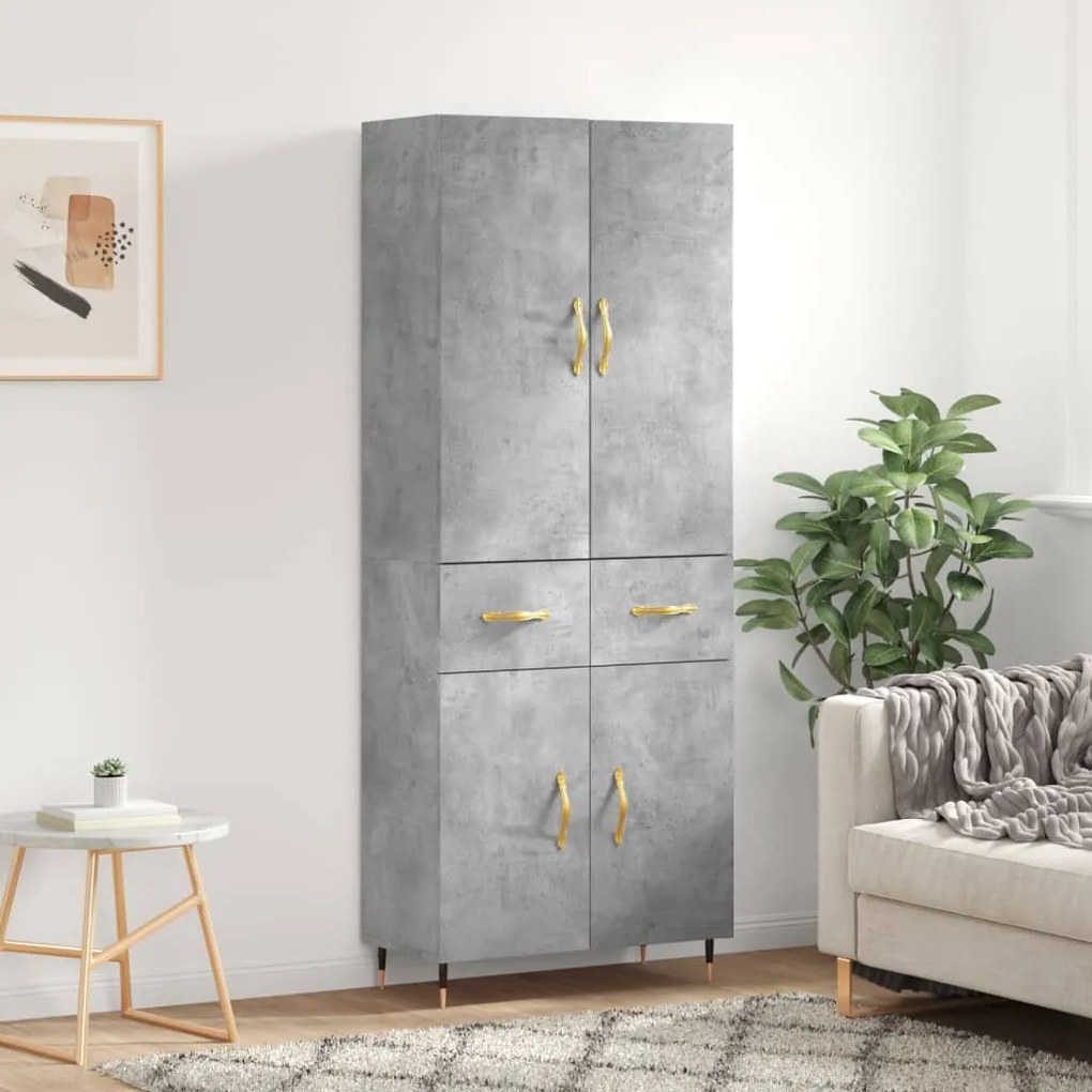 vidaXL Ντουλάπι Γκρι Σκυροδέματος 69,5x34x180 εκ. Επεξεργασμένο Ξύλο