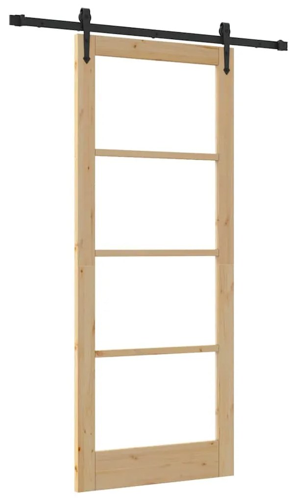 vidaXL Συρόμενη Πόρτα Χειροκίνητος Καφέ 86 x 211 cm Ξύλο και μέταλλο