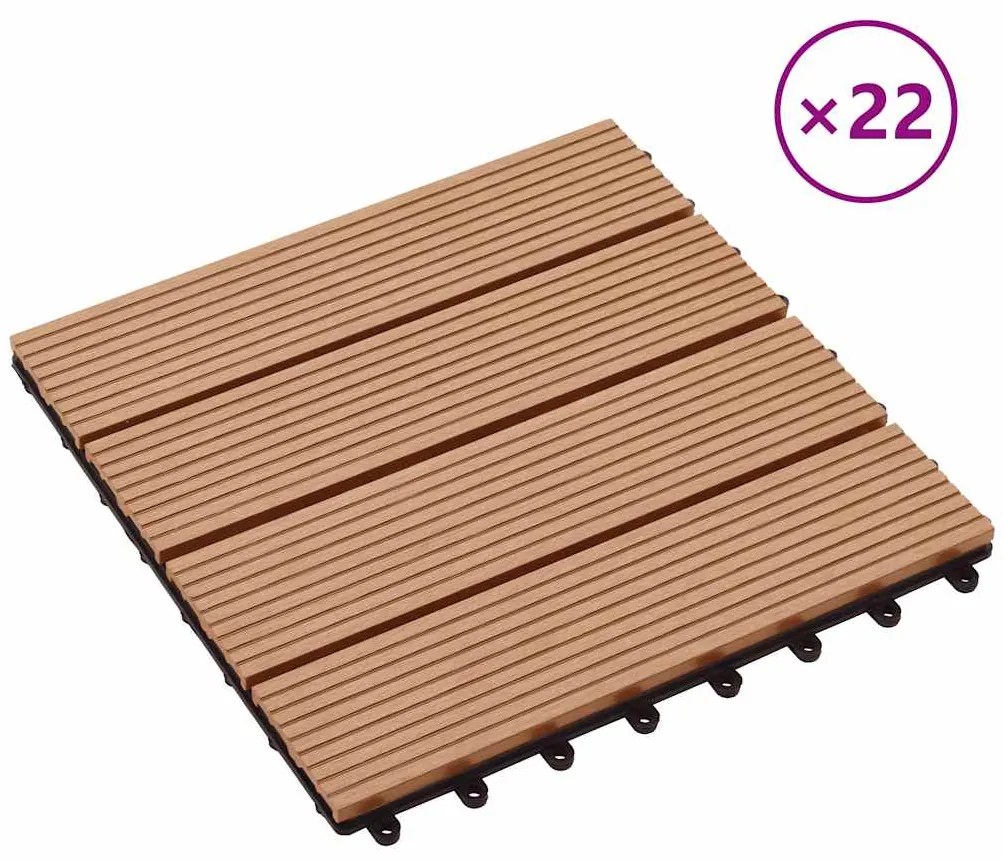 vidaXL Πλακάκια Deck 22 τεμ. Χρώμα Teak 30 x 30 εκ. 2 μ² από WPC