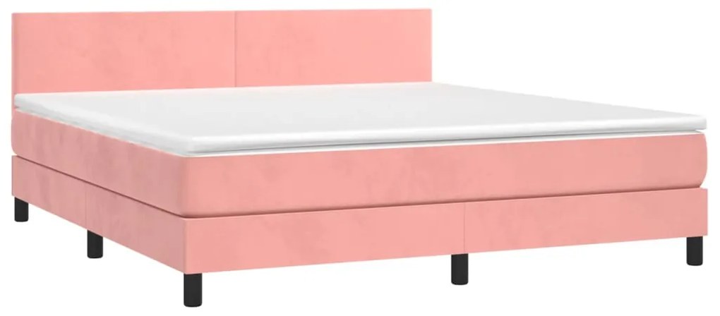 vidaXL Κρεβάτι Boxspring με Στρώμα Ροζ 160x200 εκ. Βελούδινο