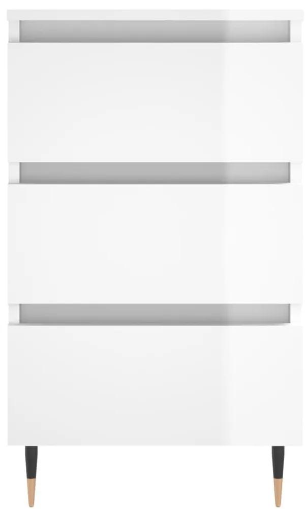 Κομοδίνα 2 τεμ. Γυαλ. Λευκό 40x35x69 εκ. Επεξεργασμένο Ξύλο - Λευκό